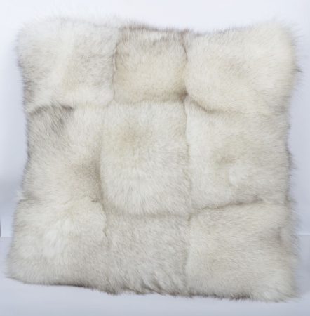 Blue fox fur pillow