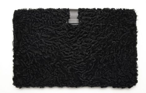 Leather laptop case decorated with Swakara fur